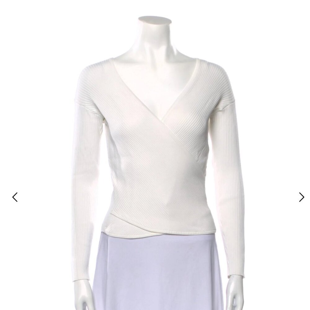 Jonathan Simkhai V-Neck Long Sleeve Top (White)